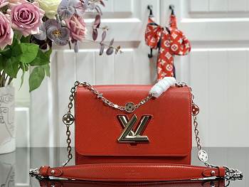  LOUIS VUITTON TWIST MM RED 23.0 X 17.0 X 9.5 Cm