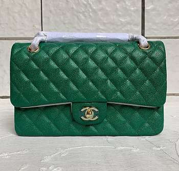 Forubags Chanel Caviar leather in green with gold hardware 25cm