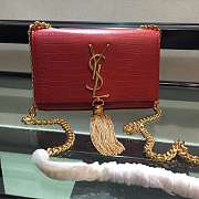 YSL KATE MONOGRAM WITH GOLD TASSEL IN CROCODILE EMBOSSED 17CM - 1