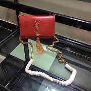 YSL KATE MONOGRAM WITH GOLD TASSEL IN CROCODILE EMBOSSED 17CM - 3