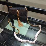 YSL KATE MONOGRAM WITH GOLD TASSEL IN CROCODILE EMBOSSED BLAK 17CM - 5