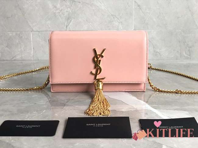 YSL KATE WITH GOLD TASSEL IN PINK 20x12.5x4cm - 1