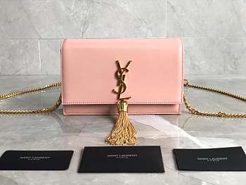 YSL KATE WITH GOLD TASSEL IN PINK 20x12.5x4cm