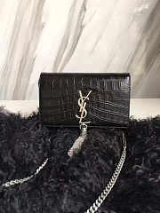 YSL KATE MONOGRAM WITH GOLD TASSEL IN CROCODILE EMBOSSED BAG 20CM - 1