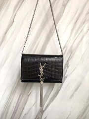 YSL KATE MONOGRAM WITH GOLD TASSEL IN CROCODILE EMBOSSED BAG 20CM - 2