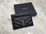 YSL Card Holder Caviar Leather Silver Hardware - 1