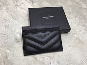 YSL Card Holder Caviar Leather Silver Hardware - 2