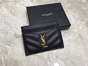 YSL Card Holder Caviar Leather Gold Hardware - 1