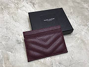 YSL Card Holder Burgundy Caviar Leather Silver Hardware - 6