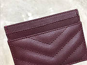 YSL Card Holder Burgundy Caviar Leather Silver Hardware - 3