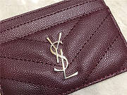 YSL Card Holder Burgundy Caviar Leather Silver Hardware - 2