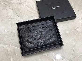 YSL Card Holder Black Caviar Leather Gun Black Hardware