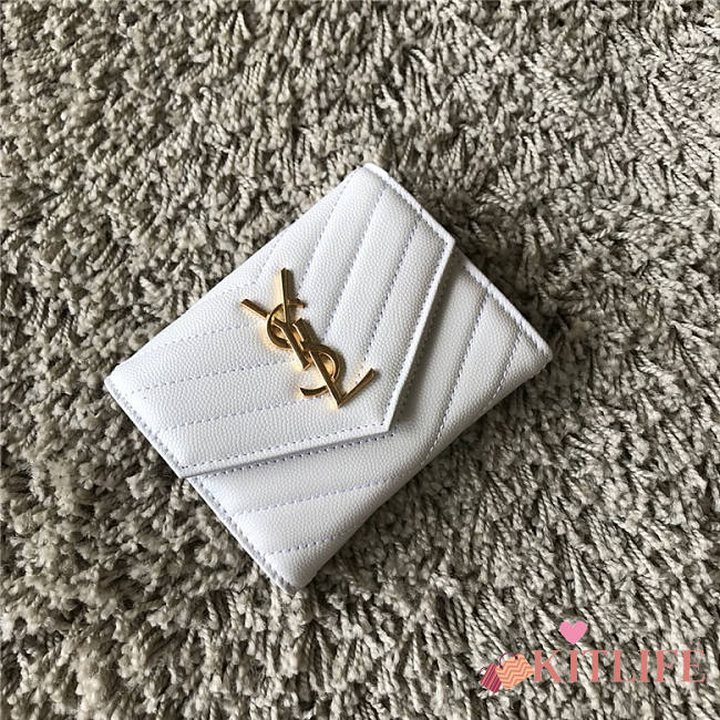 YSL White Wallet with Gold hardware - 1