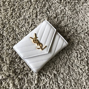 YSL White Wallet with Gold hardware