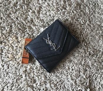 YSL Black Caviar Wallet with Silver hardware