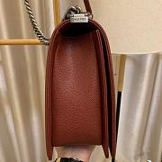 Chanel Boy bag in Burgundy Caviar Leather with Retro Silver Hardware 30cm - 6