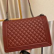 Chanel Boy bag in Burgundy Caviar Leather with Retro Silver Hardware 30cm - 5