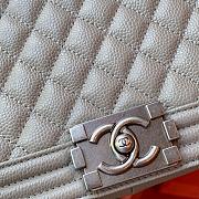 Chanel Boy bag in Grey Caviar Leather with Retro Silver Hardware 30cm - 2