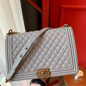 Chanel Boy bag in Grey Caviar Leather with Retro Gold Hardware 30cm