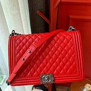 Chanel Boy bag in Red Caviar Leather with Retro Silver Hardware 30cm - 1