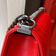 Chanel Boy bag in Red Caviar Leather with Retro Silver Hardware 30cm - 6