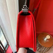 Chanel Boy bag in Red Caviar Leather with Retro Silver Hardware 30cm - 5
