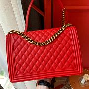 Chanel Boy bag in Red Caviar Leather with Retro Gold Hardware 30cm - 3