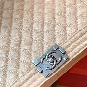 Chanel Boy Bag In Beige Caviar Leather With Retro Silver Hardware 30cm - 3