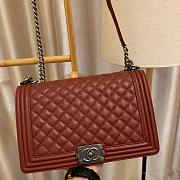 Chanel Boy Bag In Burgundy Caviar Leather With Retro Silver Hardware 28cm - 3