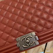 Chanel Boy Bag In Burgundy Caviar Leather With Retro Silver Hardware 28cm - 5