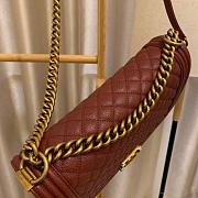 Chanel Boy Bag In Burgundy Caviar Leather With Retro Gold Hardware 28cm - 5