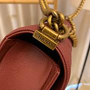 Chanel Boy Bag In Burgundy Caviar Leather With Retro Gold Hardware 28cm - 6