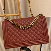 Chanel Boy Bag In Burgundy Caviar Leather With Retro Gold Hardware 28cm - 4