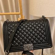 Chanel Boy Bag In Black Caviar Leather With Retro Silver Hardware 28cm - 1