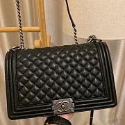 Chanel Boy Bag In Black Caviar Leather With Retro Silver Hardware 28cm - 3