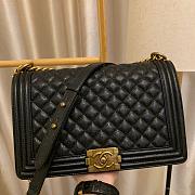 Chanel Boy Bag In Black Caviar Leather With Retro Gold Hardware 28cm - 1