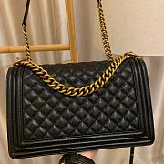 Chanel Boy Bag In Black Caviar Leather With Retro Gold Hardware 28cm - 4