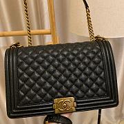 Chanel Boy Bag In Black Caviar Leather With Retro Gold Hardware 28cm - 3