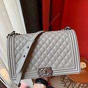 Chanel Boy bag in Grey Caviar Leather with Retro Silver Hardware 28cm - 1