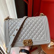 Chanel Boy bag in Grey Caviar Leather with Retro Gold Hardware 28cm - 1