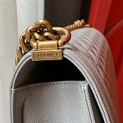 Chanel Boy bag in Grey Caviar Leather with Retro Gold Hardware 28cm - 6