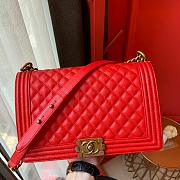 Chanel Boy bag in Red Caviar Leather with Retro Gold Hardware 28cm - 1