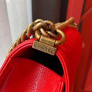 Chanel Boy bag in Red Caviar Leather with Retro Gold Hardware 28cm - 2