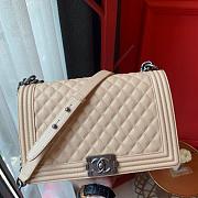Chanel Boy Bag In Beige Caviar Leather With Retro Silver Hardware 28CM - 1