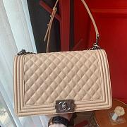 Chanel Boy Bag In Beige Caviar Leather With Retro Silver Hardware 28CM - 3