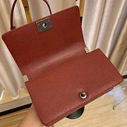 Chanel Boy Bag In Burgundy Caviar Leather With Retro Silver Hardware 25CM - 6