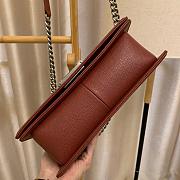 Chanel Boy Bag In Burgundy Caviar Leather With Retro Silver Hardware 25CM - 5