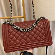 Chanel Boy Bag In Burgundy Caviar Leather With Retro Silver Hardware 25CM - 2
