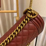 Chanel Boy Bag In Burgundy Caviar Leather With Retro Gold Hardware 25CM - 4