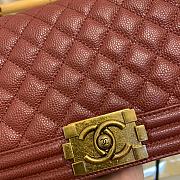 Chanel Boy Bag In Burgundy Caviar Leather With Retro Gold Hardware 25CM - 6